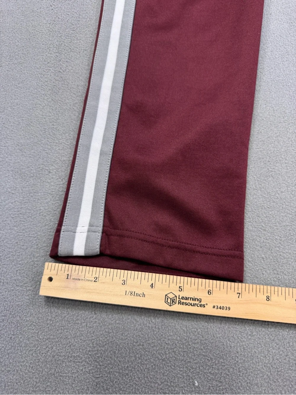 Stussy Men's Burgundy Maroon Poly Track Pants w/Side Grey + White Stripes, M
